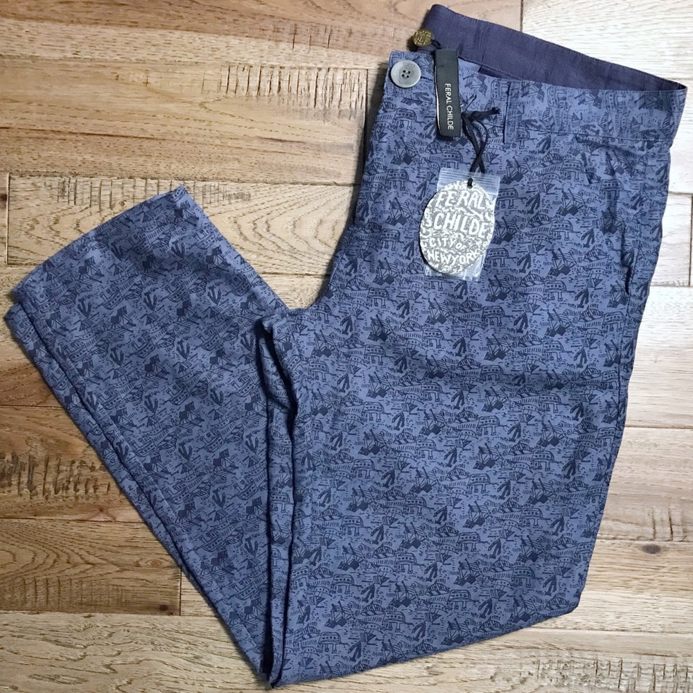 NWT FERAL CHILDE blue Sea Trouser XL